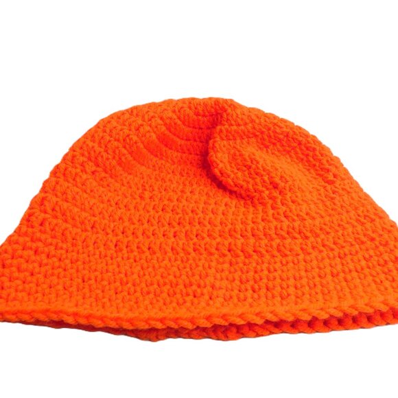 Bright Orange Baggy Beanie Hunter Hat Handmade Crochet Hand Knit Christmas Gift - Picture 6 of 7